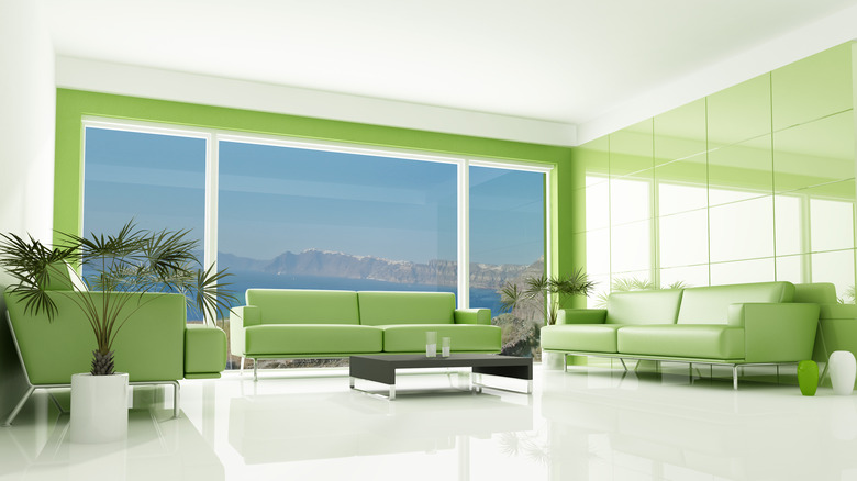 Room with green accents and green furniture