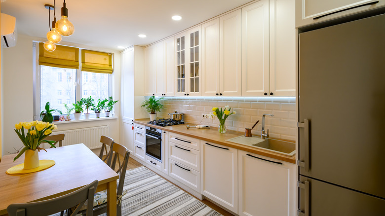 small table in white kitchen