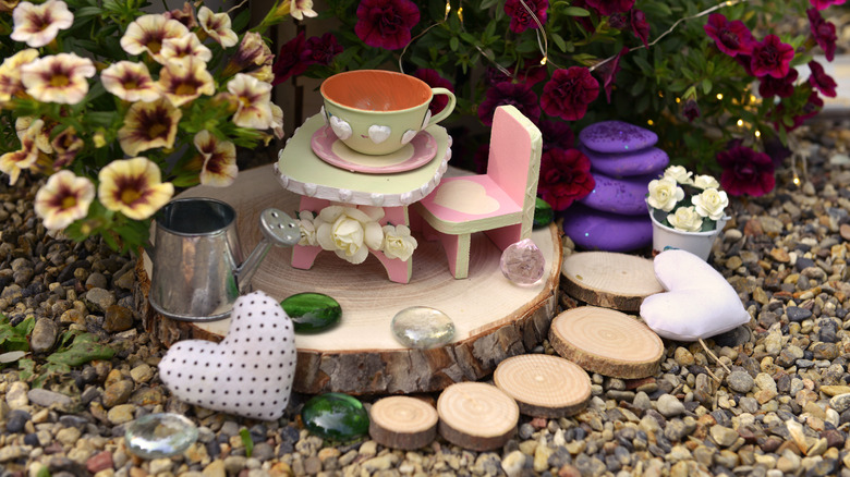 Tea party in fairy garden