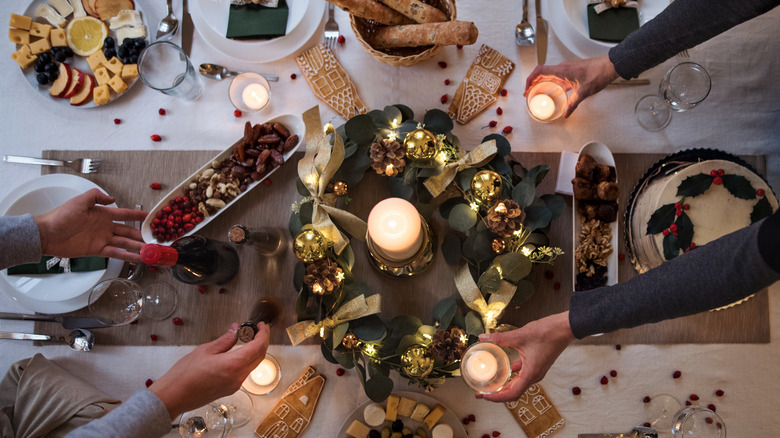 lights and candles on table