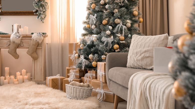 white candles in fireplace 