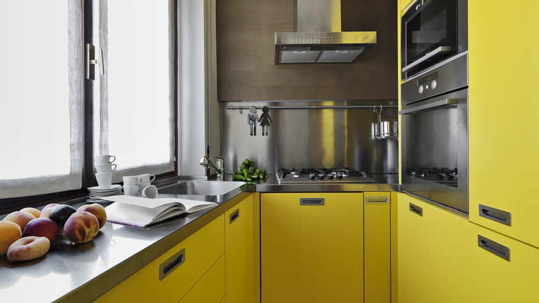 Yellow galley kitchen 