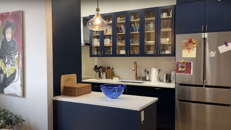 Blue galley kitchen 