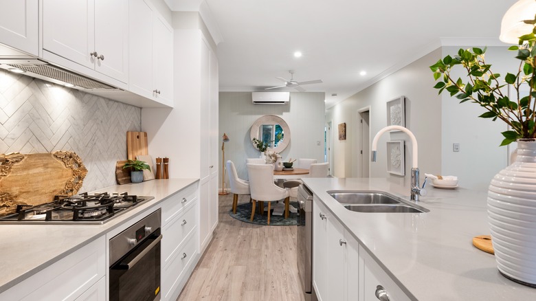 White galley kitchen 