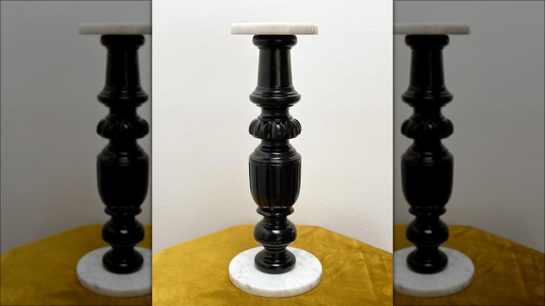 black and marble plant stand