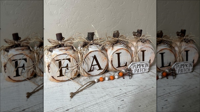 upcycled table leg pumpkin decor