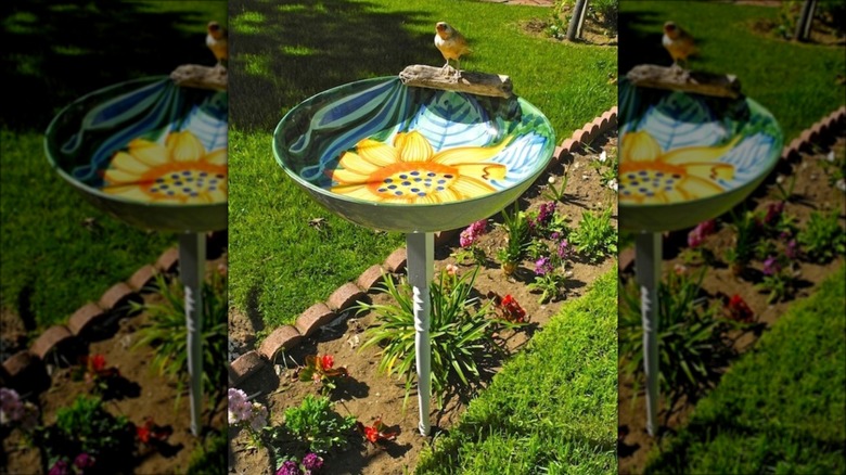 table leg and bowl birdbath