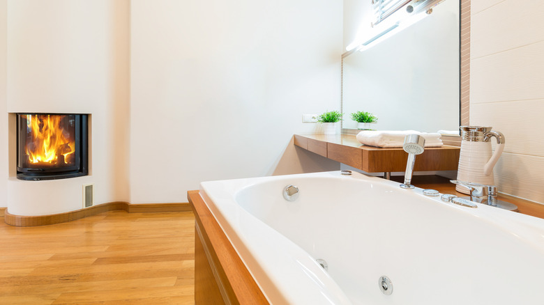 bathroom with fireplace