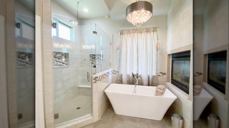 bathroom with fireplace