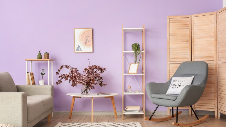 lilac wall and neutrals