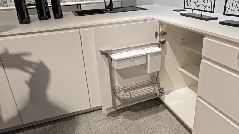 Stainless steel storage at the door inside cabinet