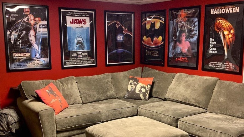 theater room with posters