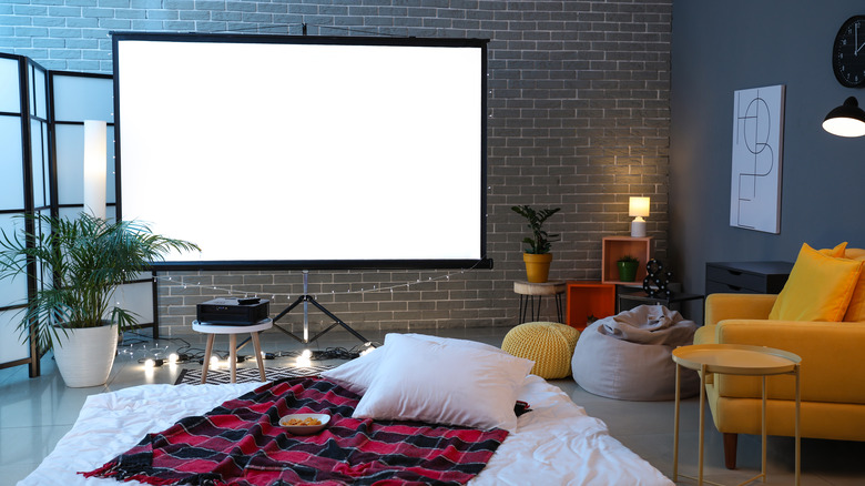 home theater with bed 