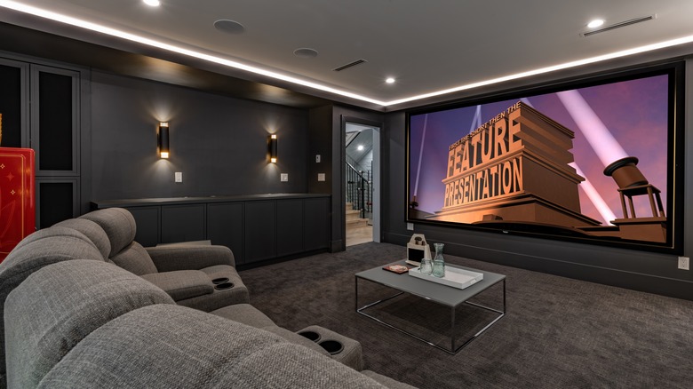 home theater with recliners 