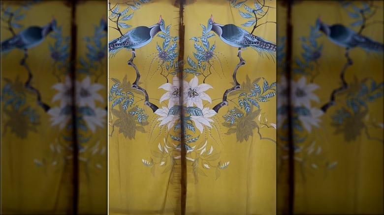 pillowcase curtains yellow birds