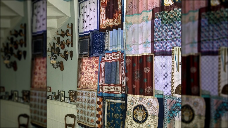 patchwork scarf curtain room