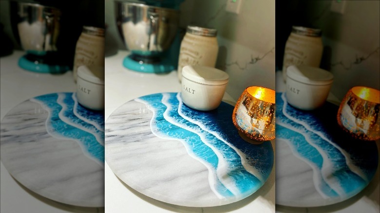 Acrylic ocean lazy susan