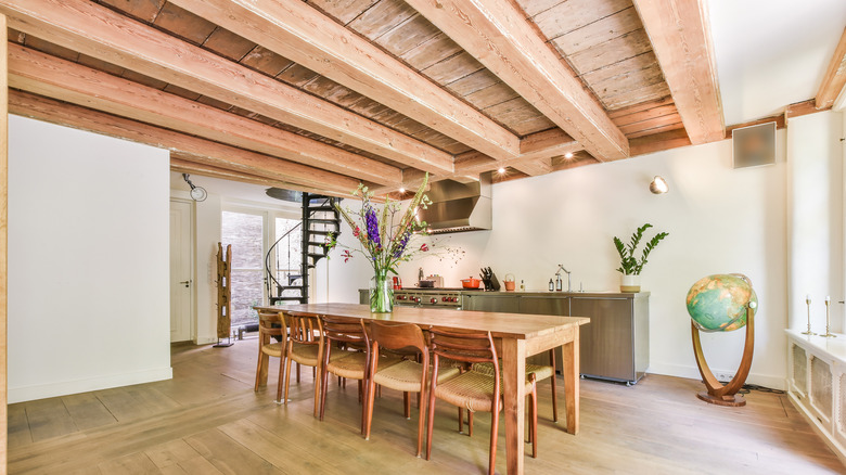 rustic wood on dining table