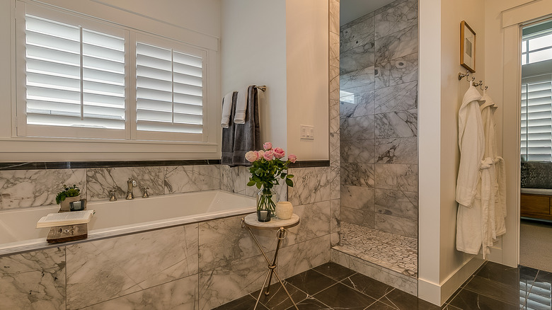 doorless shower with its own little room