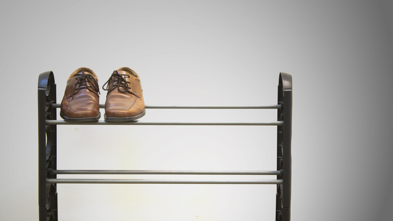 empty black shoe rack