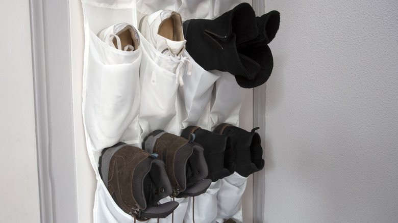 Shoes in hanging organizer