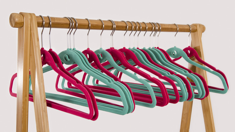 velvet hangers on rack