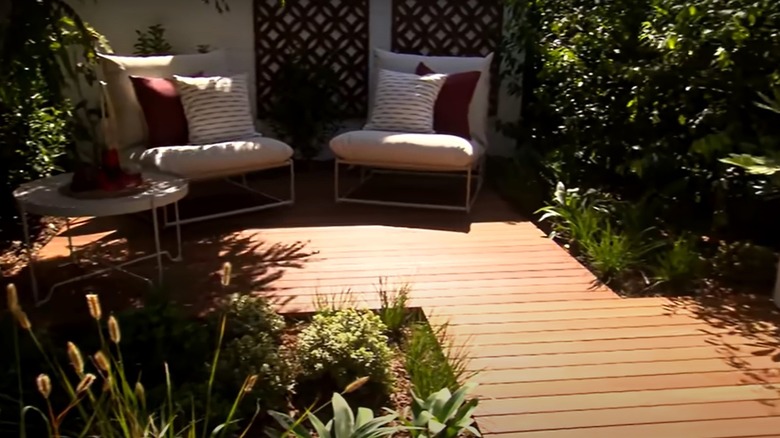 outdoor seating on garden deck
