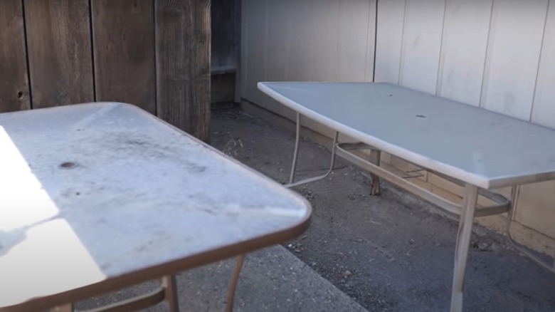dirty outdoor tables