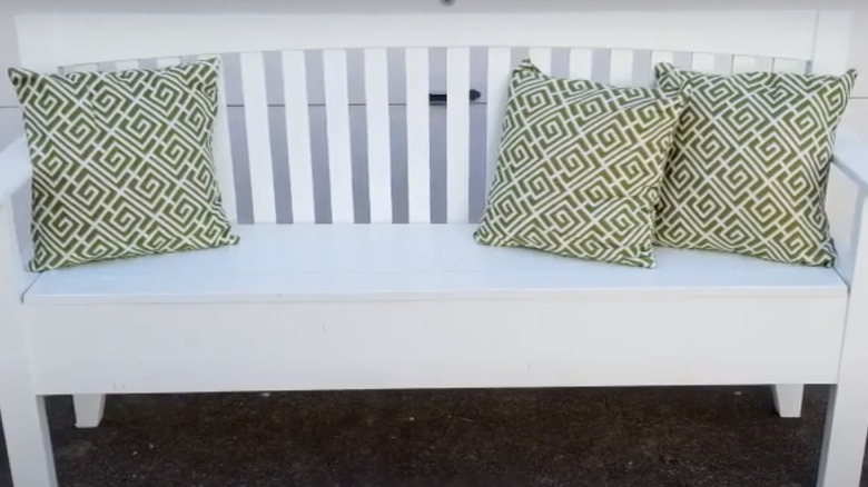 white bench made from headboard