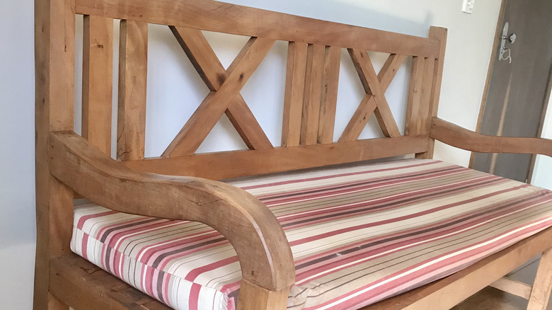 wooden bench with fun design