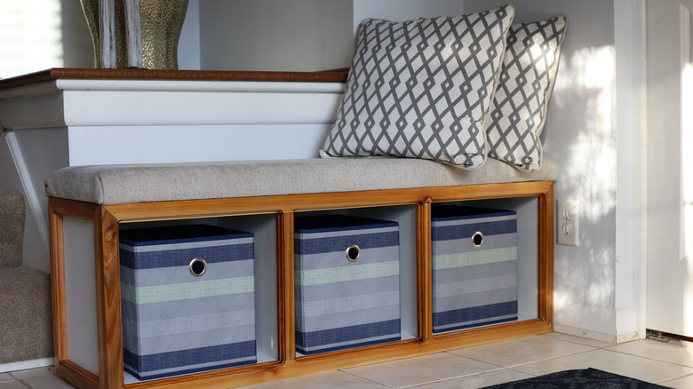 storage bench with cubbies