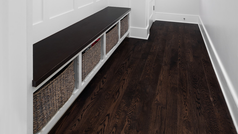 entryway storage bench with bins