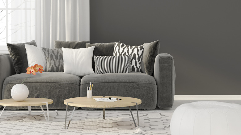 grey and white living room