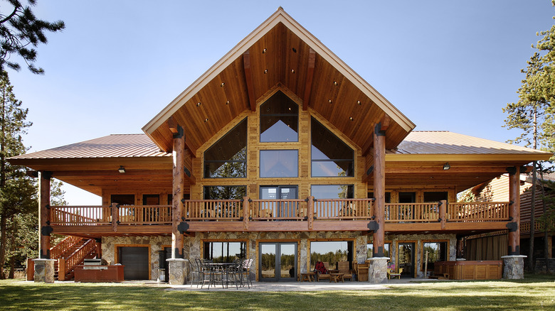 Gigantic A-frame log cabin