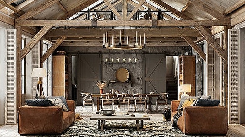 Rustic wooden beams