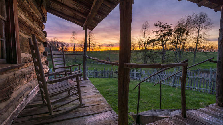 Rural porch cabin and chairs