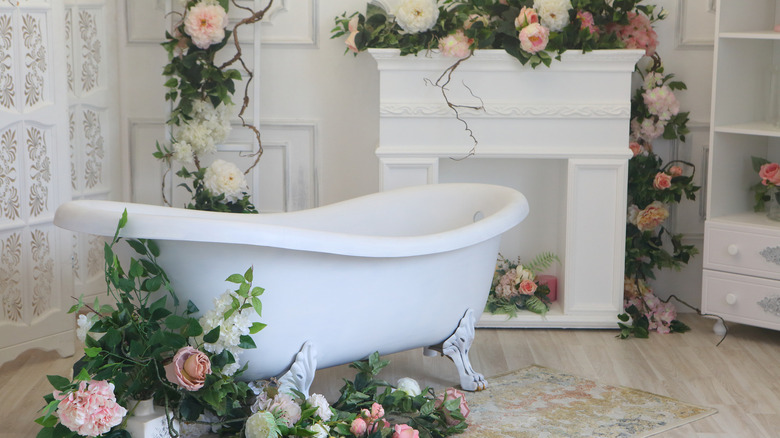 Bathroom with flowers