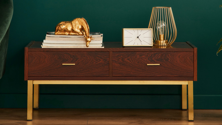 Coffee table with gold accents