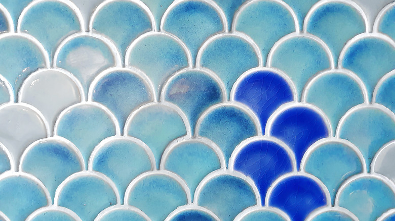 Blue fish scale tiles