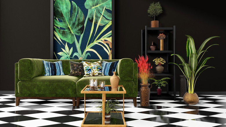 dark jungle maximalist room