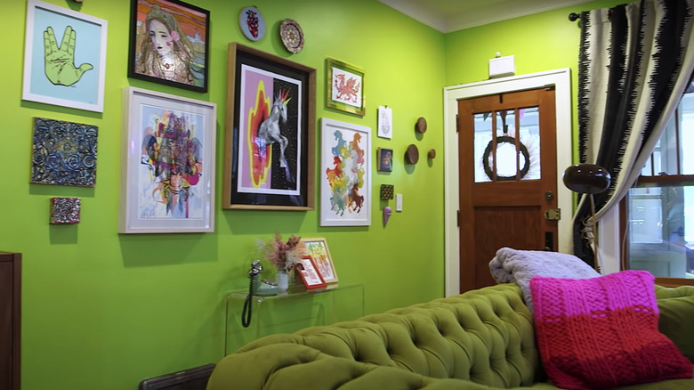 neon green gallery wall