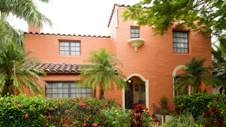 Spanish style two story house