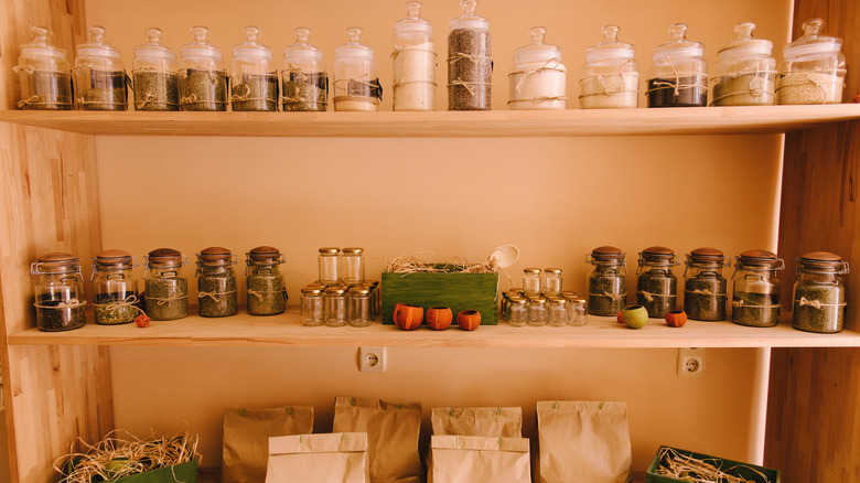 spices on shelves