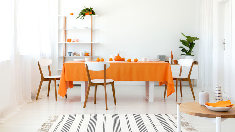 orange tablecloth