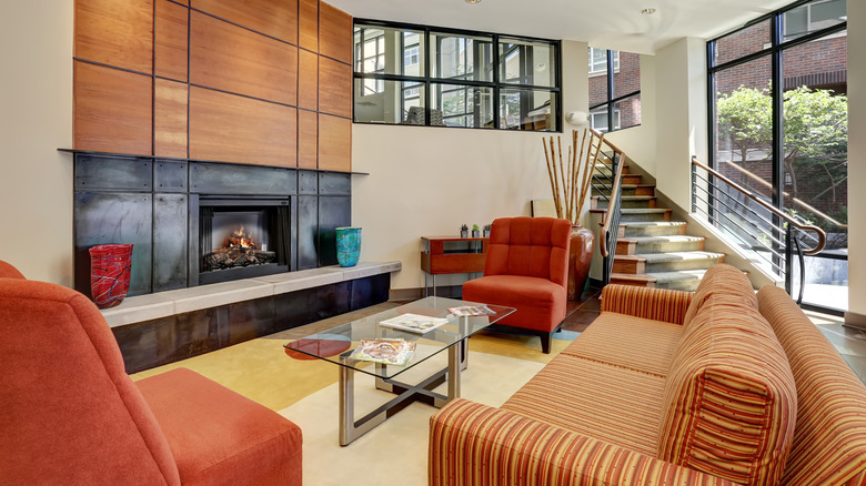 orange and red living room