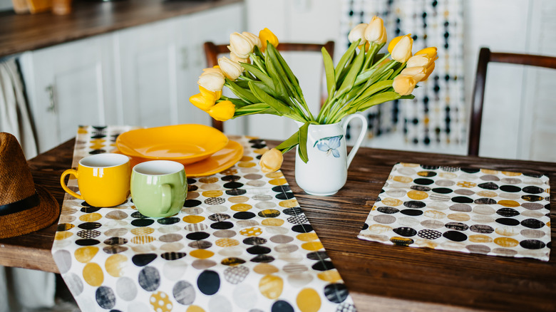 kitchen table with yellow and orange