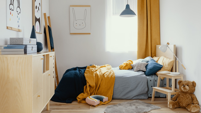 orange and blue kids bedroom