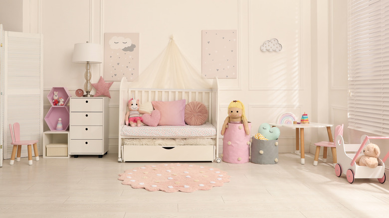 light pink child's bedroom