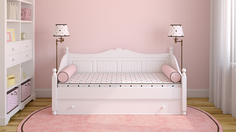 light pink child's bedroom