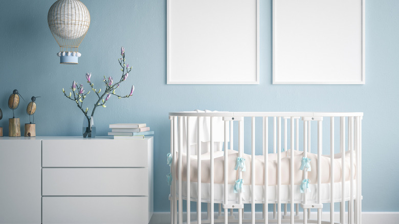 light blue child's bedroom